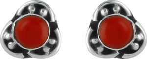 Abhooshan Precious Stones Coral Sterling Silver Stud Earring