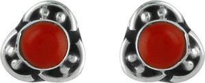 Abhooshan Precious Stones Coral Sterling Silver Stud Earring