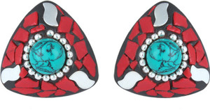 Waama Jewels Multi Color Cubic Zirconia Silver Plated back Push Style for Women Cubic Zirconia Brass Stud Earring