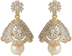 Voylla Artificial Classic Embellished Cubic Zirconia Brass Jhumki Earring