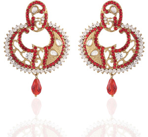 I Jewels Kundan Alloy Chandbali Earring