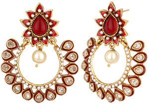 Jewels Guru Diva Style Pearl Alloy Chandbali Earring