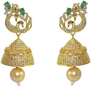 MP Fine Jewellery Multicolor Traditional Tops For Women Zircon Alloy Jhumki Earring