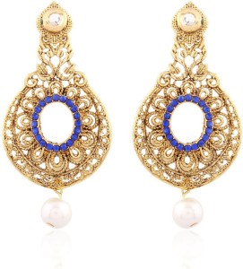 I Jewels Gold Plated Traditional Designer Alloy Chandbali Earring
