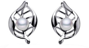 Roma Brothers Leafprl2 Pearl Alloy Stud Earring