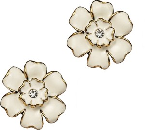 Jazz Jewellery Flower Design White Colour Clip-on Beautiful Alloy Women Alloy Clip-on Earring