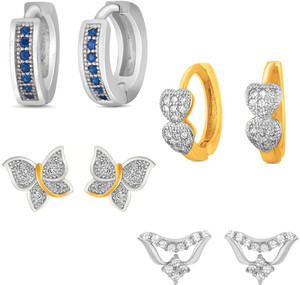 Mahi Silver Pave Alloy Earring Set