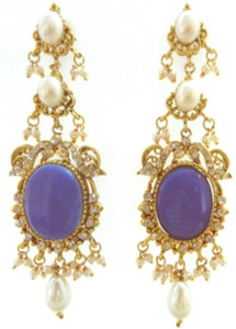 Radhesh Creation Crystal Brass Drop Earring