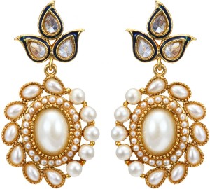 Fabroop River Island Gold Tone Pearl Oversized Pair . Pearl Alloy Drop Earring