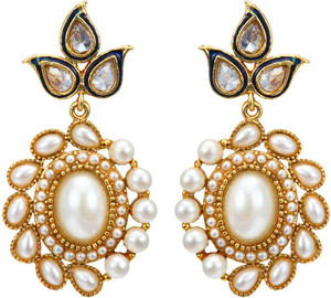 Fabroop River Island Gold Tone Pearl Oversized Pair . Pearl Alloy Drop Earring