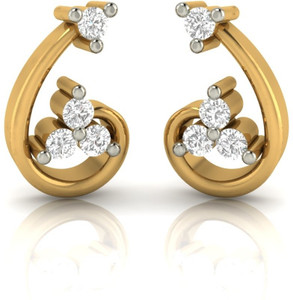 Demira Jewels Floral Tuba Yellow Gold 14kt Diamond Stud Earring