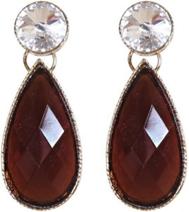 Rajwada Arts Stylish Brandy Color with American Diamond Brass Drop Earring