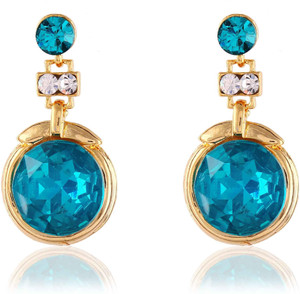 Rich Lady Stunning Rama Green Austrian Stone Design Gold Finishing Alloy Drop Earring