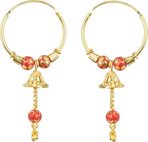 Waama Jewels Traditional Festive Pearl Brass Hoop Earring