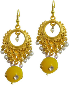 Ozanoo Oxidised Kundan Alloy Dangle Earring