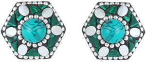 Waama Jewels Multi Color Cubic Zirconia Silver Plated back Push Style for Women Cubic Zirconia Brass Stud Earring