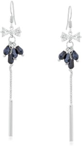 VK Jewels Bow Pattern Blue Drop Pearl Alloy Dangle Earring