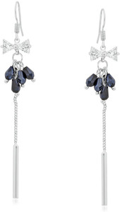 VK Jewels Bow Pattern Blue Drop Pearl Alloy Dangle Earring