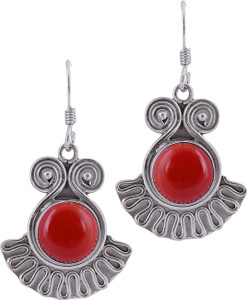 Zivah Artsy Red Stone Coral Sterling Silver Dangle Earring