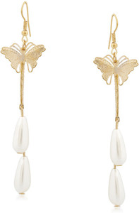 VK Jewels Butterfly Oval Drop Pearl Alloy Drop Earring