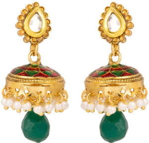 Rajwada Arts Rajasthani Enamel Work Brass Jhumki Earring