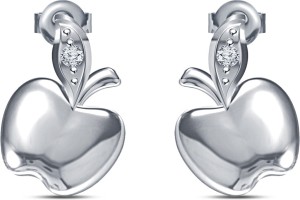 Kirati Apple Fruit Shape Cubic Zirconia Sterling Silver Stud Earring