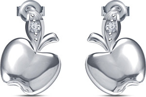 Kirati Apple Fruit Shape Cubic Zirconia Sterling Silver Stud Earring