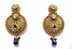 Jewelshingar 5148-pe-blue Cubic Zirconia, Zircon Brass Dangle Earring