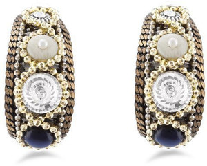 Jazz Jewellery Beautiful American Diamond & Pearl Earrings in Multi Colour Alloy Drop Earring