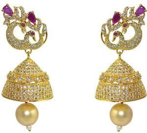 MP Fine Jewellery Peacock Traditional Tops Zircon Alloy Jhumki Earring