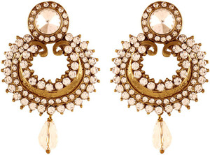 I Jewels Traditional Gold Plated Stone Alloy Chandbali Earring