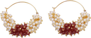 Muchmore Stunning Designer Bali Pearl Alloy Hoop Earring