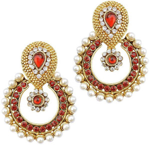 Jewels Guru Diva Style Pearl Alloy Chandbali Earring