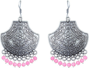 Waama Jewels Heart Love Pearl Brass Dangle Earring