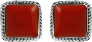 Abhooshan Precious Stones Coral Sterling Silver Stud Earring