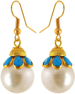 Waama Jewels White Drop Women and Girl traditional ethanic Fuion Jewellery Party wear Brass Drop Earring
