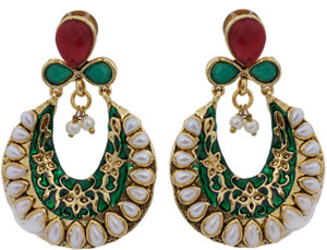 Hyderabadi Abhushan Crown Pearl Alloy Chandbali Earring