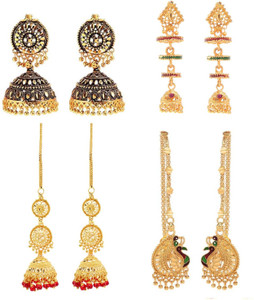 GoldNera Traditional Combo of 4 Alloy Jhumki Earring