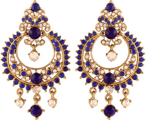 I Jewels Traditional Gold Plated Stone Alloy Chandbali Earring
