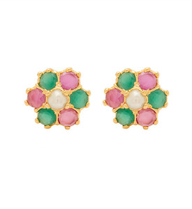 Voylla Artificial Classic Plain Cubic Zirconia Brass Stud Earring