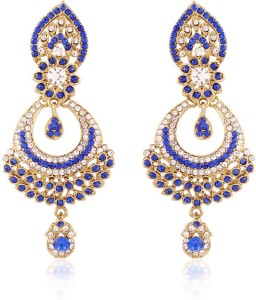 I Jewels Gold Plated Traditional Stone Alloy Chandbali Earring