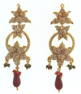 Radhesh Creation Crystal Brass Drop Earring