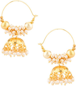 Voylla Artifictial Beaded Textured Crystal Alloy Jhumki Earring
