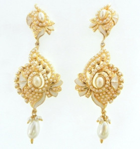 Radhesh Creation Crystal Brass Drop Earring