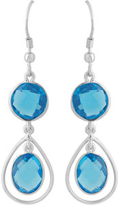 Voylla Precious Classic Plain Crystal Sterling Silver Dangle Earring