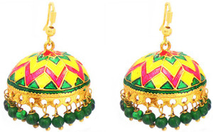 MK Jewellers Designer Multicolor Tokri Jhumki Brass Jhumki Earring