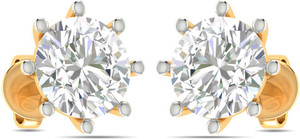 Voylla Precious Classic Plain Swarovski Crystal Sterling Silver Stud Earring
