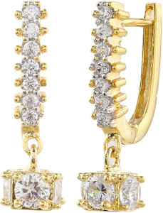 Affinity Designer Stone Hanging Bali Cubic Zirconia Alloy, Silver Clip-on Earring