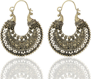 Crazytowear Spring Sparkle Antique Oxidised Alloy Hoop Earring