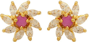 Voylla Artificial Classic Embellished Crystal Brass Stud Earring
